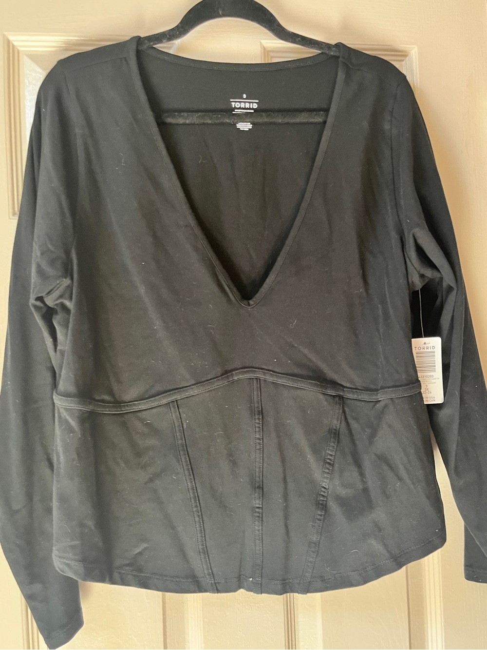 NWT torrid Black V-Neck Long Sleeve Peplum Corset Top
